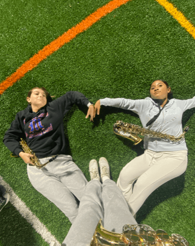 me & mia at marching band rehearsal